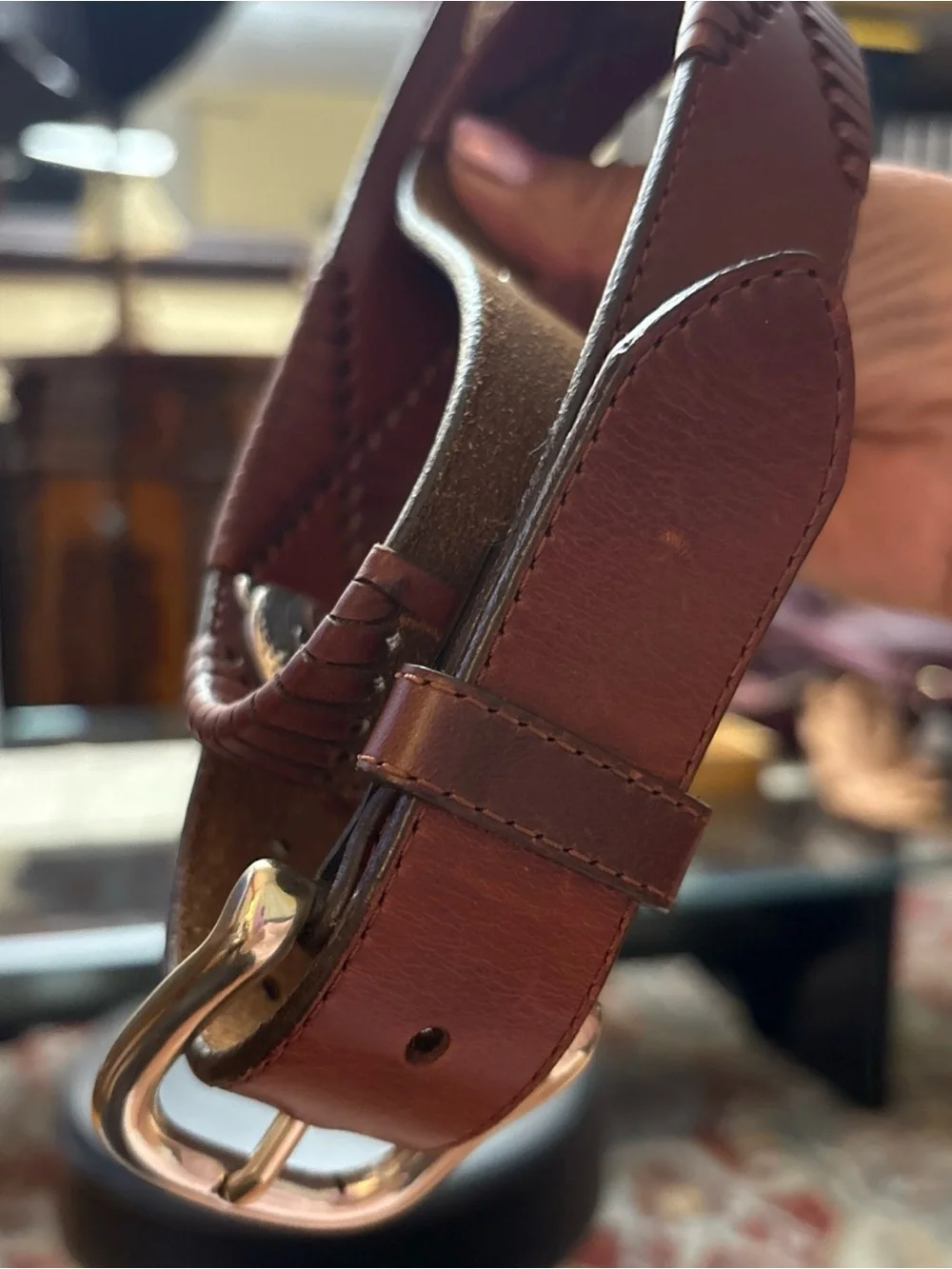 VINTAGE Brighton Brown Leather Belt with Silver Buckle WITH SILVER flying fish 🐟